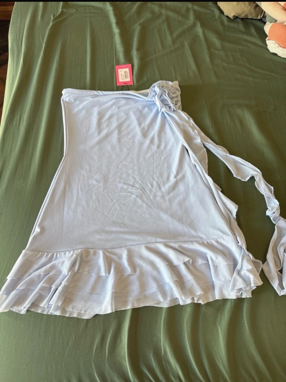 Edikted Light Blue Ruffle Wrap Mini Skirt